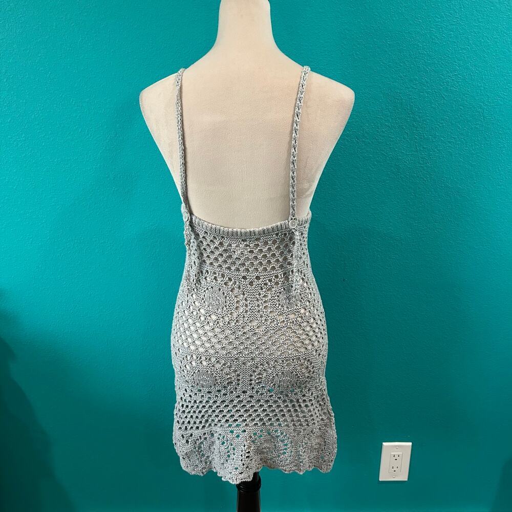 Aerie Blue Crochet Coverup Mini Dress Swim Summer Beach Vacay Size S - Picture 4 of 6